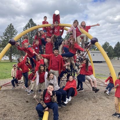 A group photo of students from St. Anne Catholic School